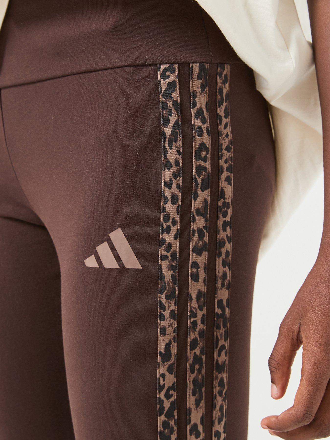 Image 4 of 6 of adidas Sportswear Junior Girls' 3 Stripe Leggings - Brown