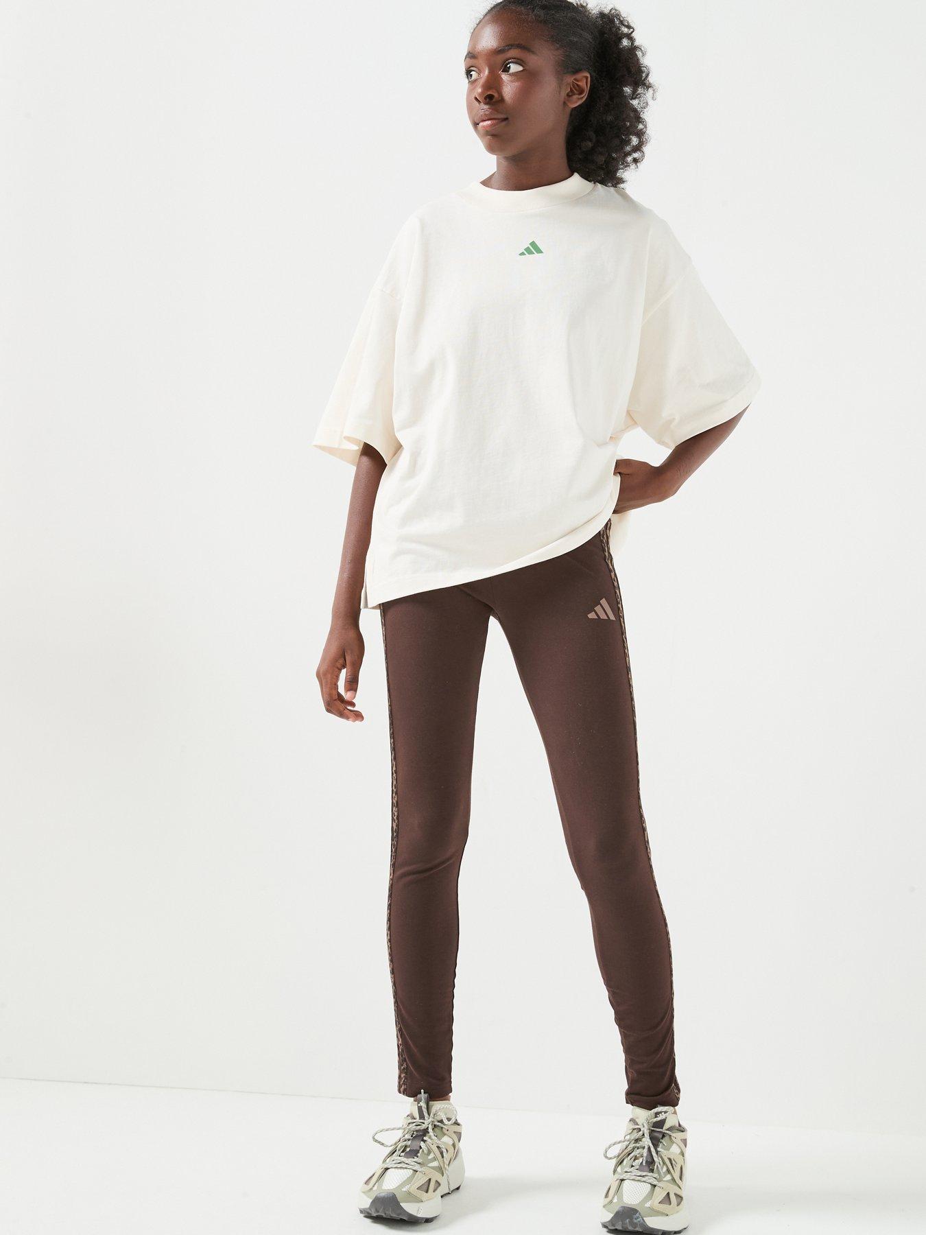 Image 5 of 6 of adidas Sportswear Junior Girls' 3 Stripe Leggings - Brown