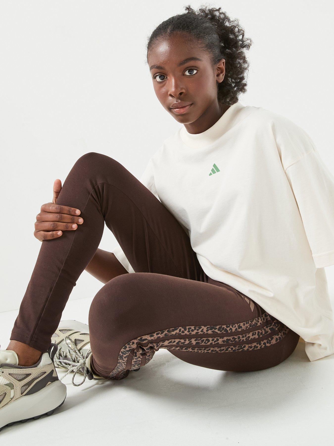 Image 6 of 6 of adidas Sportswear Junior Girls' 3 Stripe Leggings - Brown