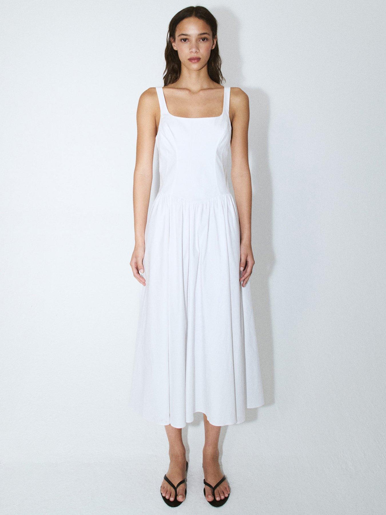 Mango Starring Hailey Bieber Corset Dress With Open Back - White