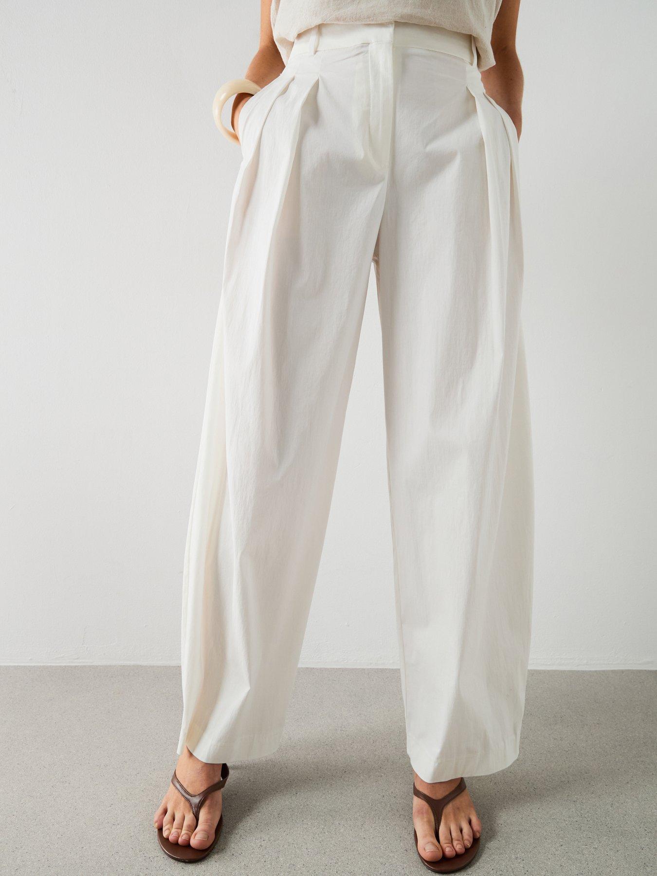 Mango Starring Hailey Bieber Straight Mid-Rise Trousers - White