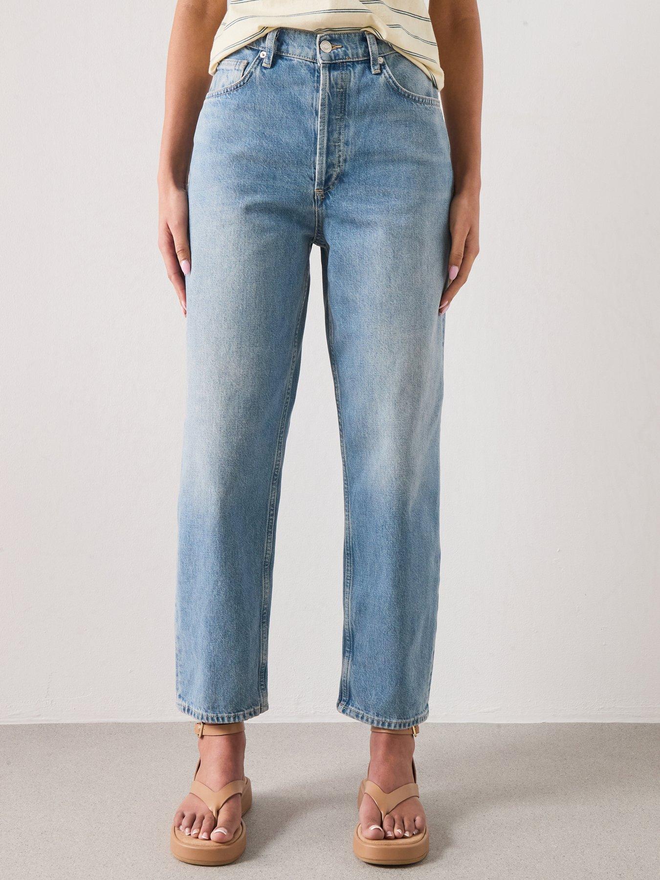 Mango Starring Hailey Bieber High-Waisted Mom-Fit Jeans - Blue