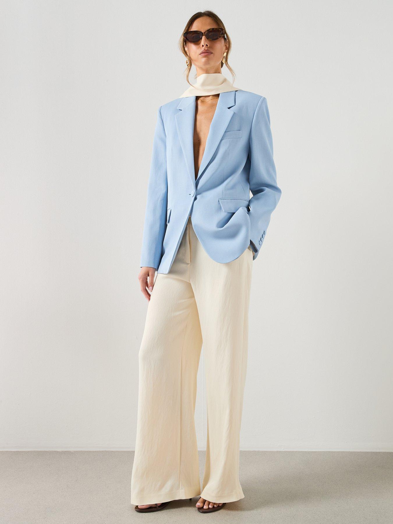 Mango Straight-fit Suit Blazer - Sky Blue | Littlewoods