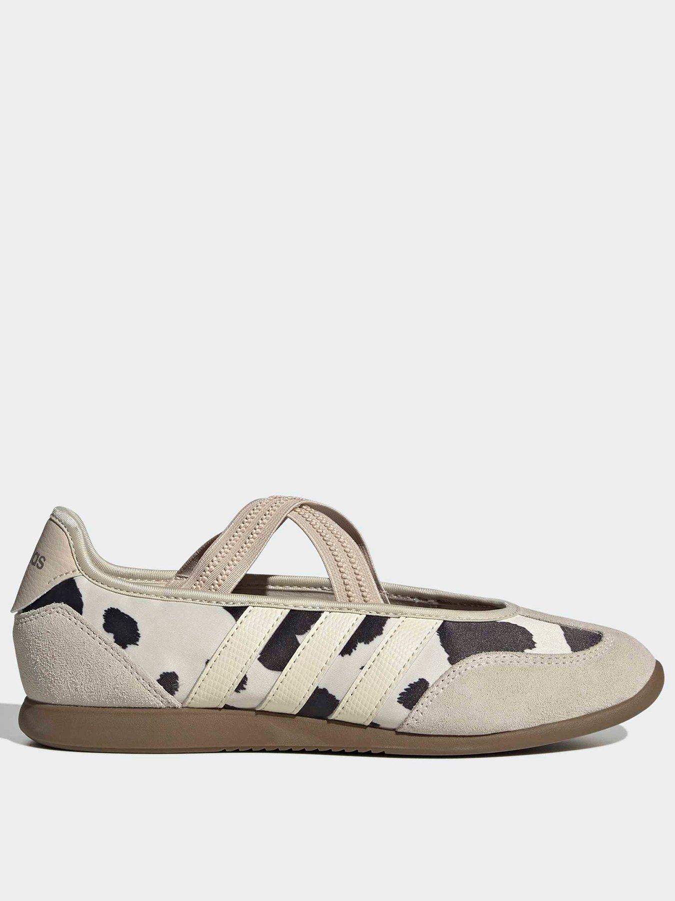 adidas Sportswear Women's Leather  &  Textile Mary Jane with Elastic Strap Closure - White