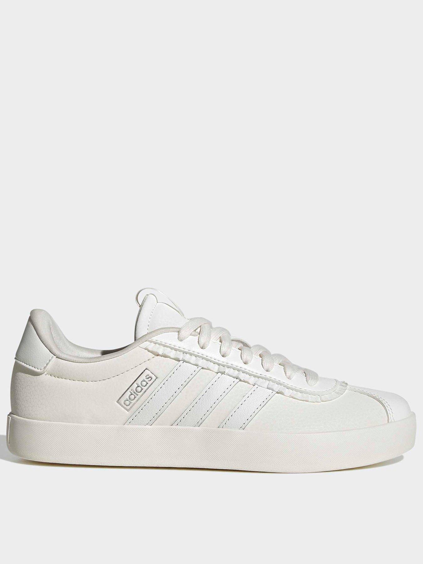 adidas Sportswear Women's Synthetic Lace-Up Court Trainers with Tonal 3-Stripes - White