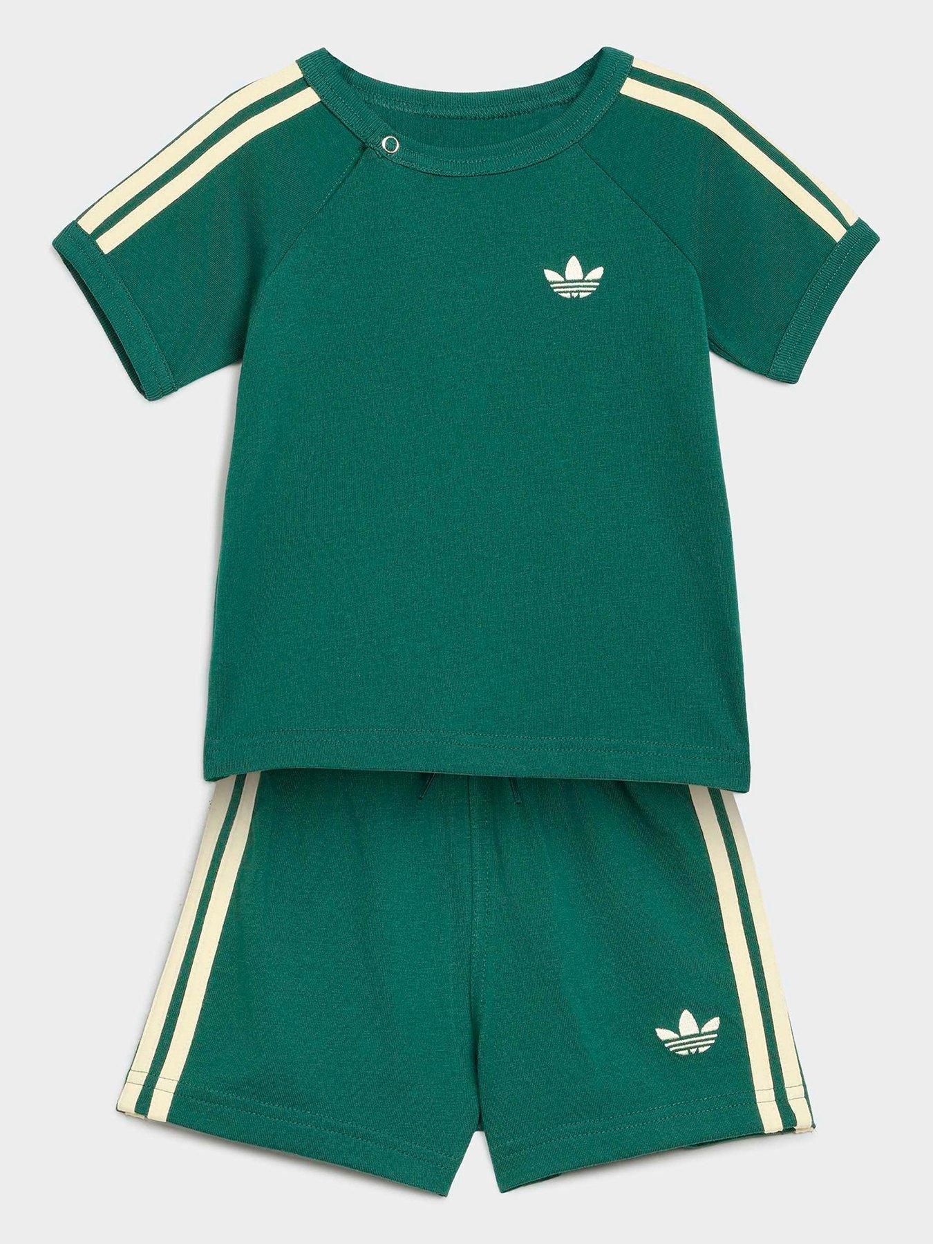 adidas Originals Infant 3 Stripe T-Shirt and Shorts Set - Green