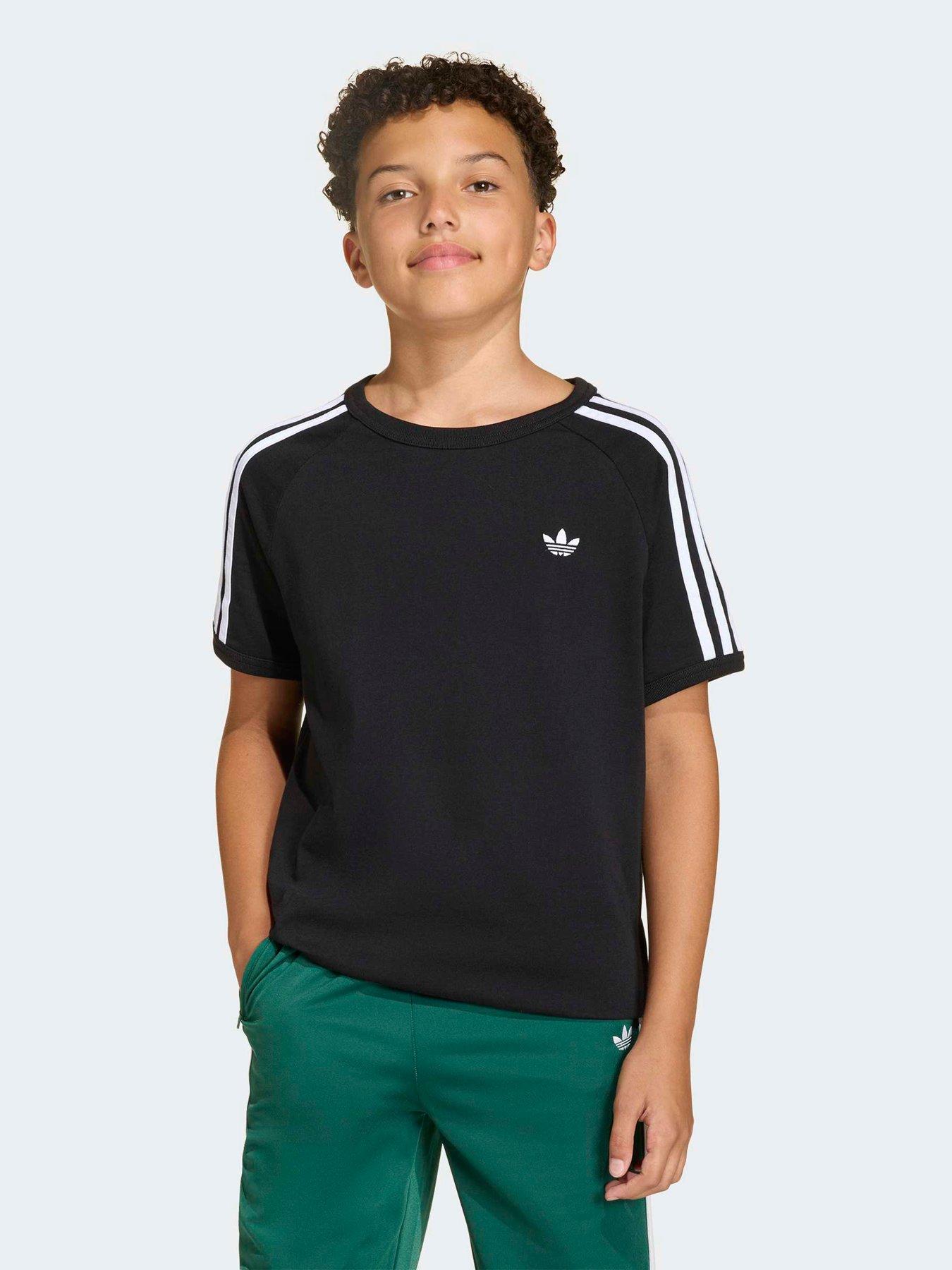 adidas Originals Junior 3 Stripe Tee - Black