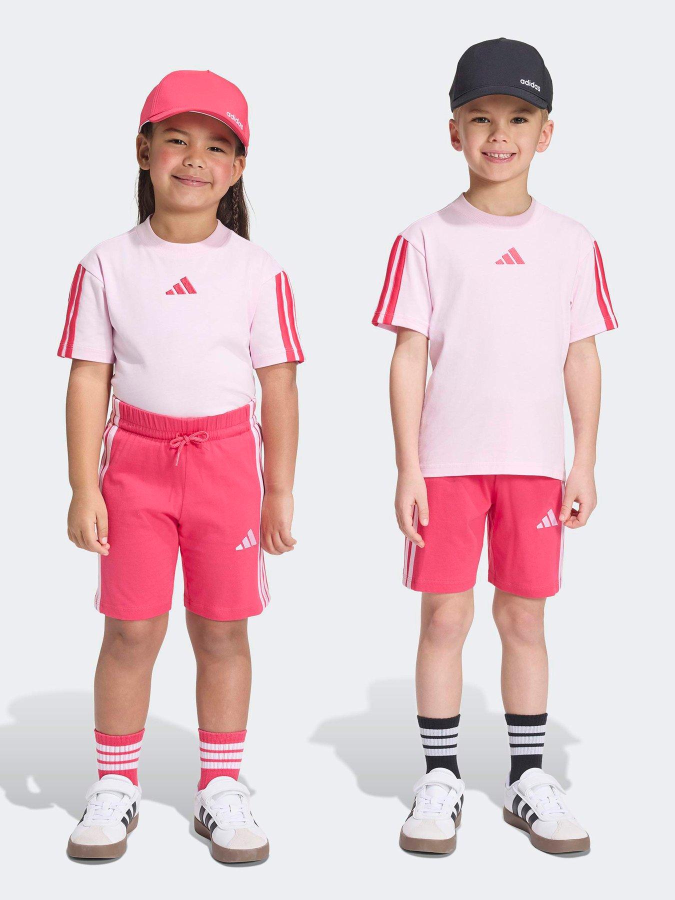 adidas Sportswear Kids 3 Stripe T-Shirt Set - Pink