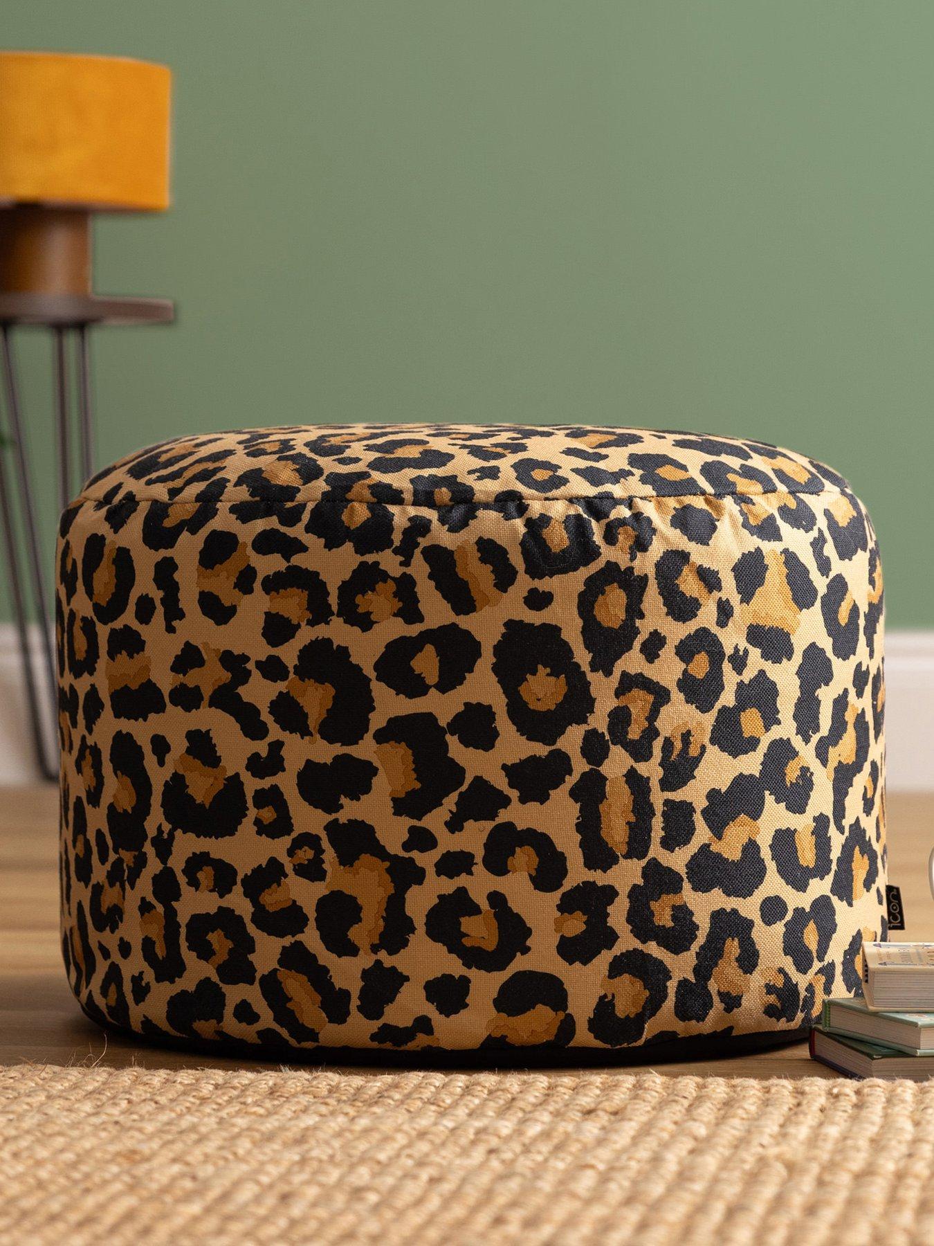  image of icon-beanbags-milano-leopard-bean-bag-pouffe