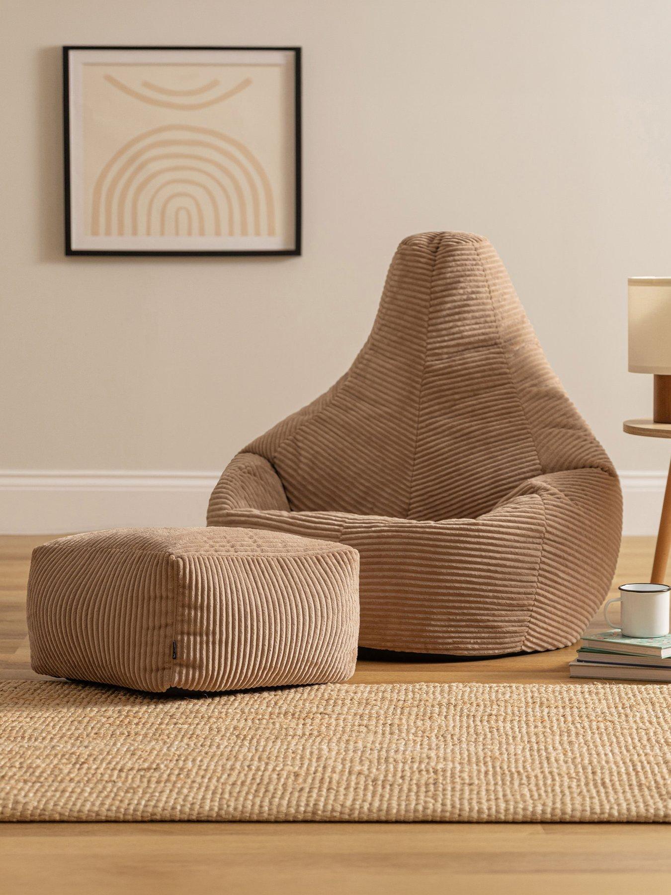 Icon Beanbags Dalton Cord Recliner Bean Bag and Pouffe