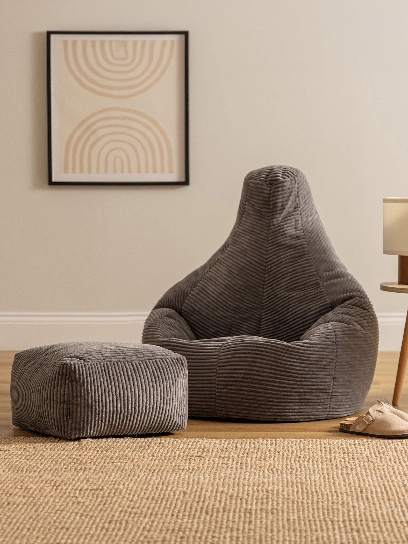 Icon Beanbags Dalton Cord Recliner Bean Bag and Pouffe