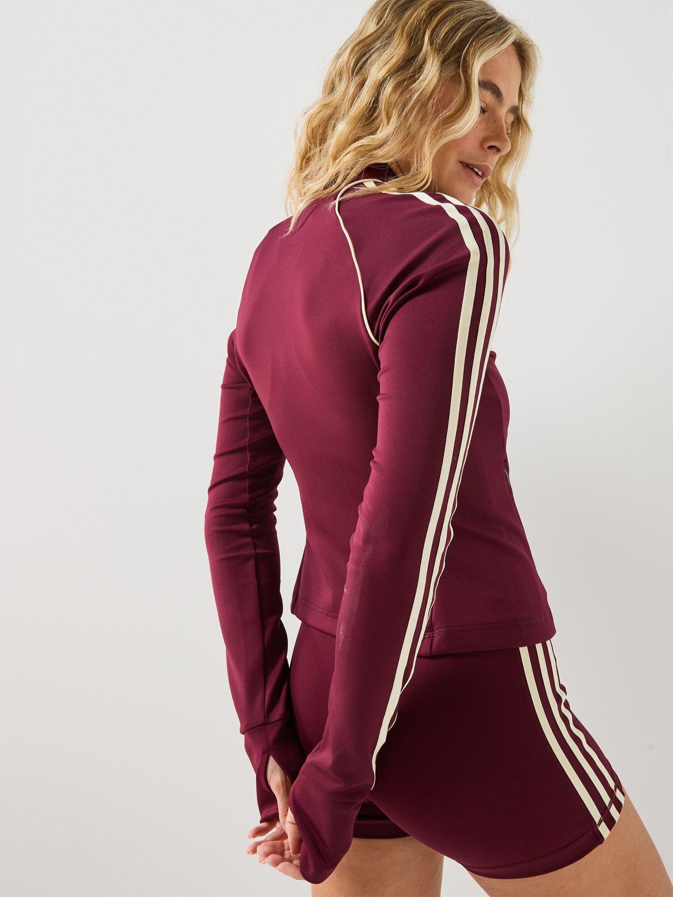Image 2 of 6 of adidas Originals Womens Sports Training Long Sleeve Zip Jacket- Burgundy