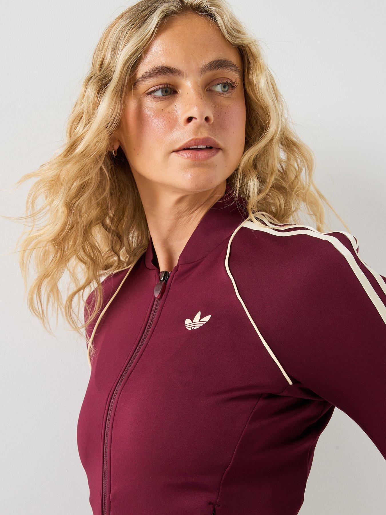 Image 5 of 6 of adidas Originals Womens Sports Training Long Sleeve Zip Jacket- Burgundy