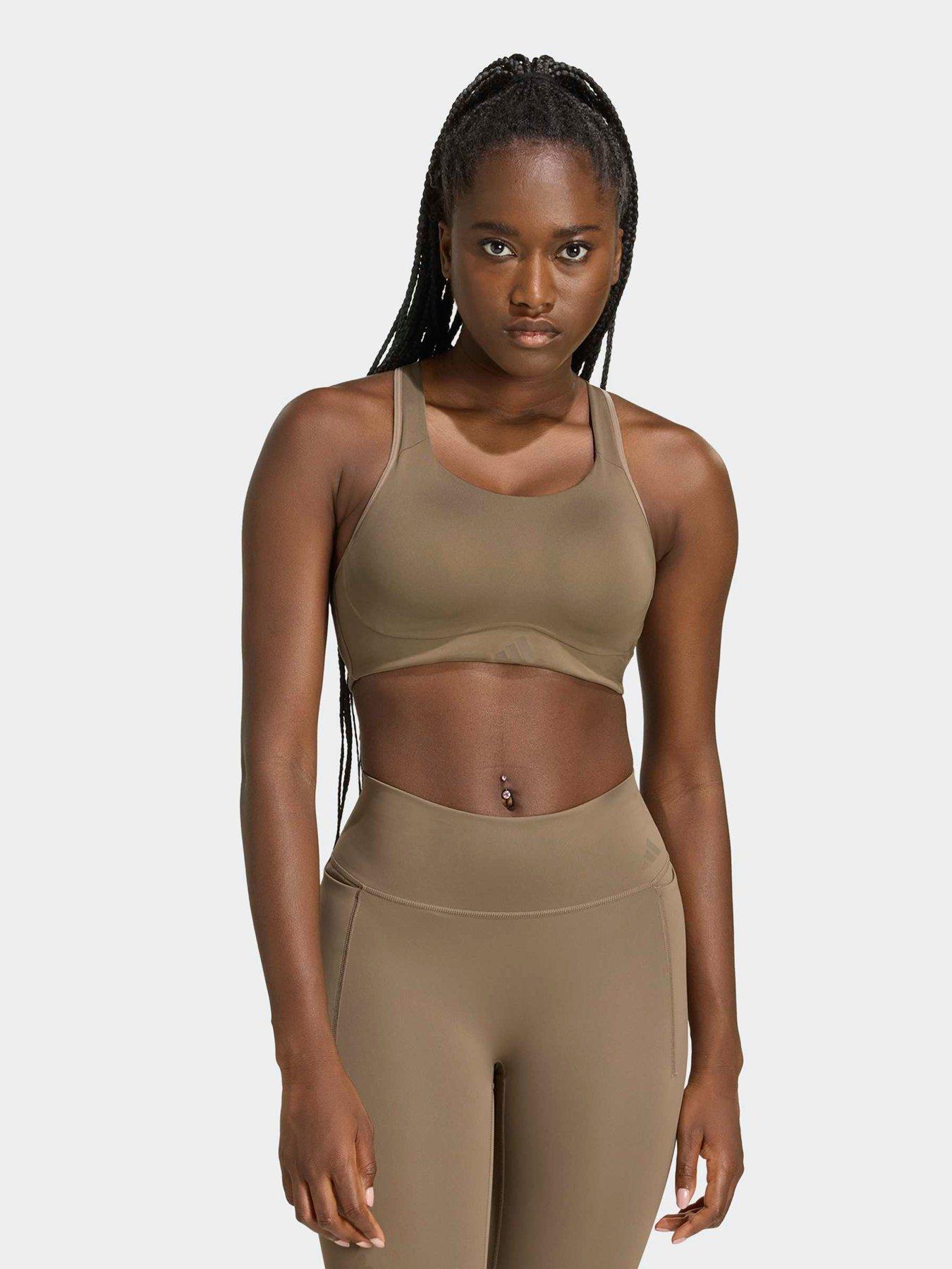 adidas Women's Optime High Support Workout Bra - Khaki Six