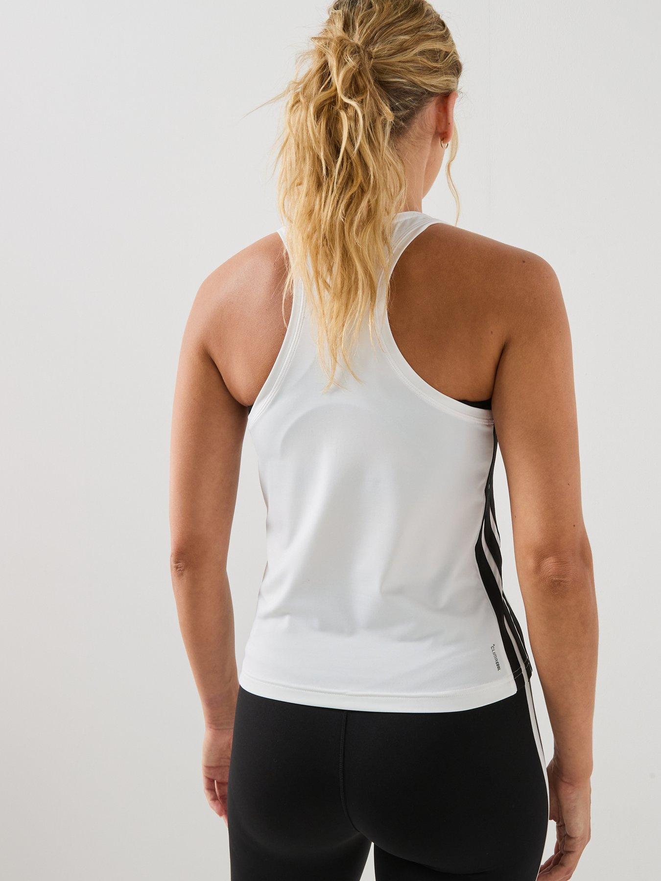 Image 2 of 6 of adidas Womens Training 3 Stripe Workout Essentials Tank - White