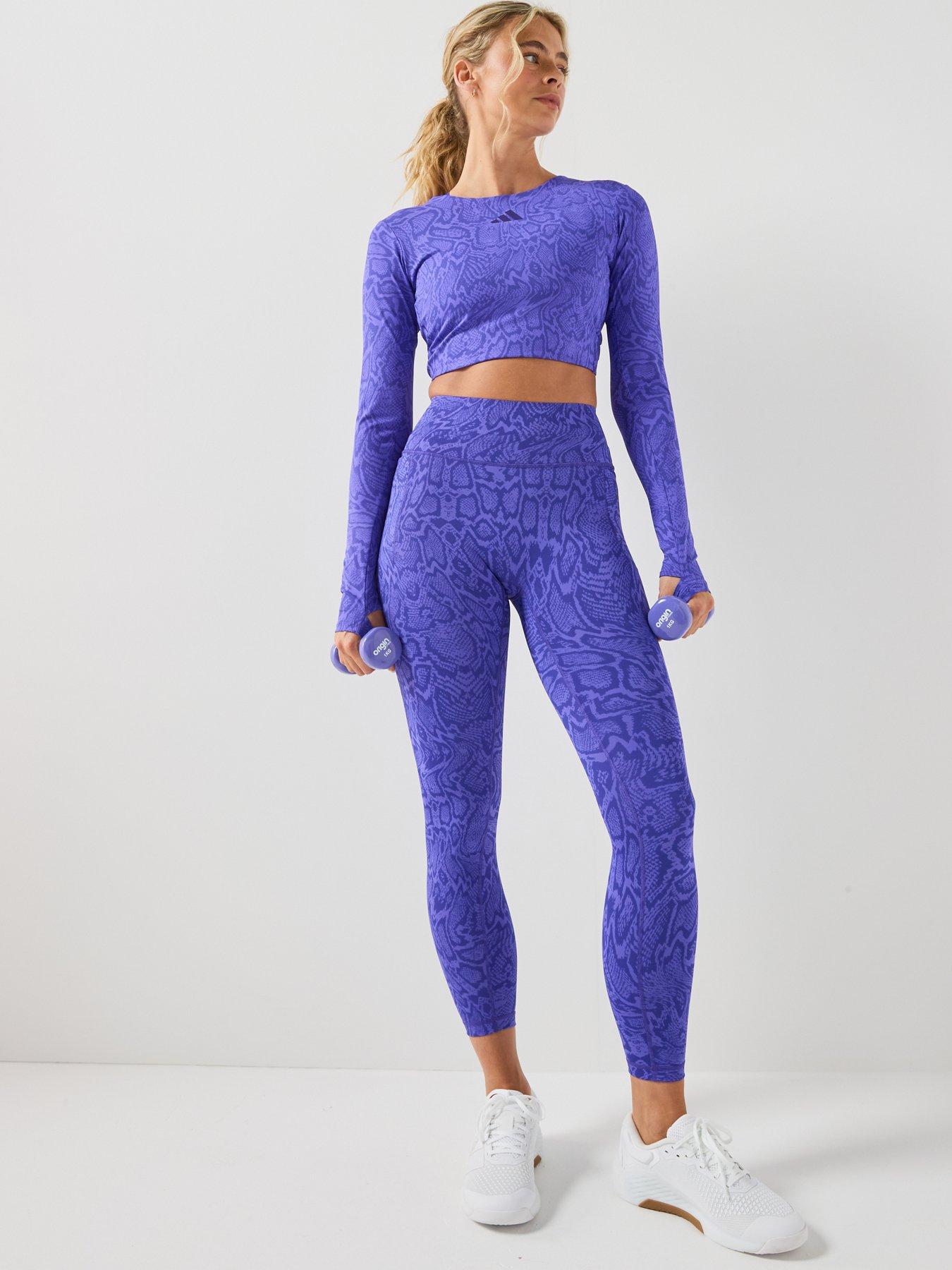Image 1 of 6 of adidas Women's Optime PrimeLift Snake 7/8 Leggings - Purple