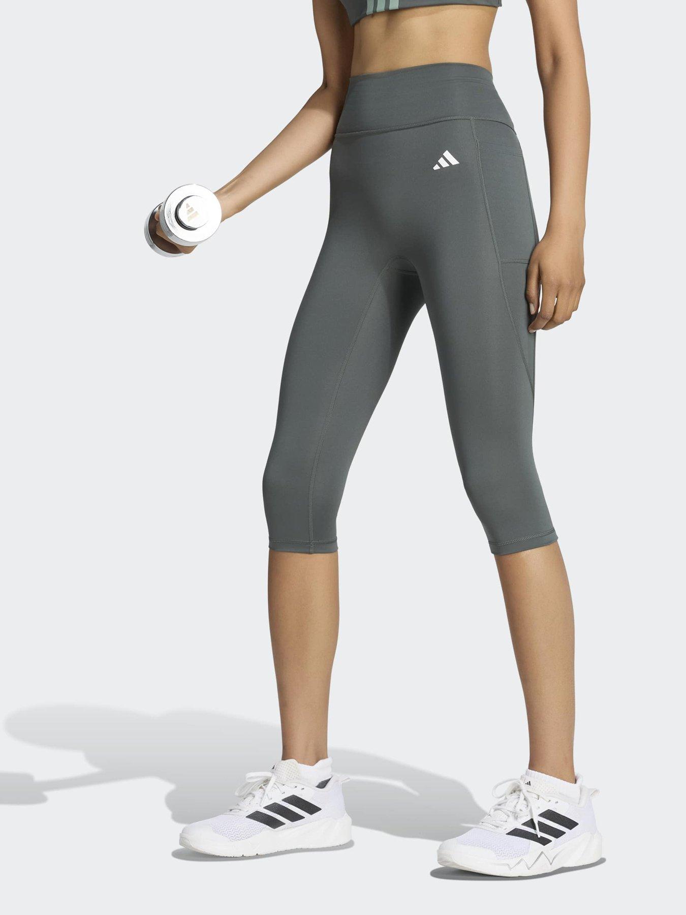 adidas Womens Training Optime Workout Essentials Capri Tights - Green