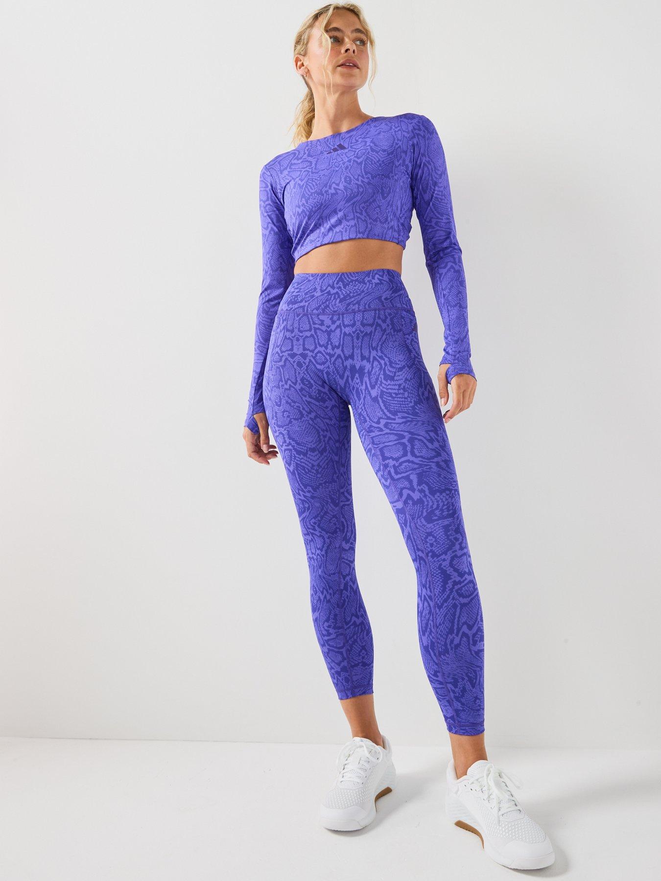 Image 3 of 6 of adidas Women's PrimeLift Workout Snake Twist Reversible Long Sleeve Top - Purple