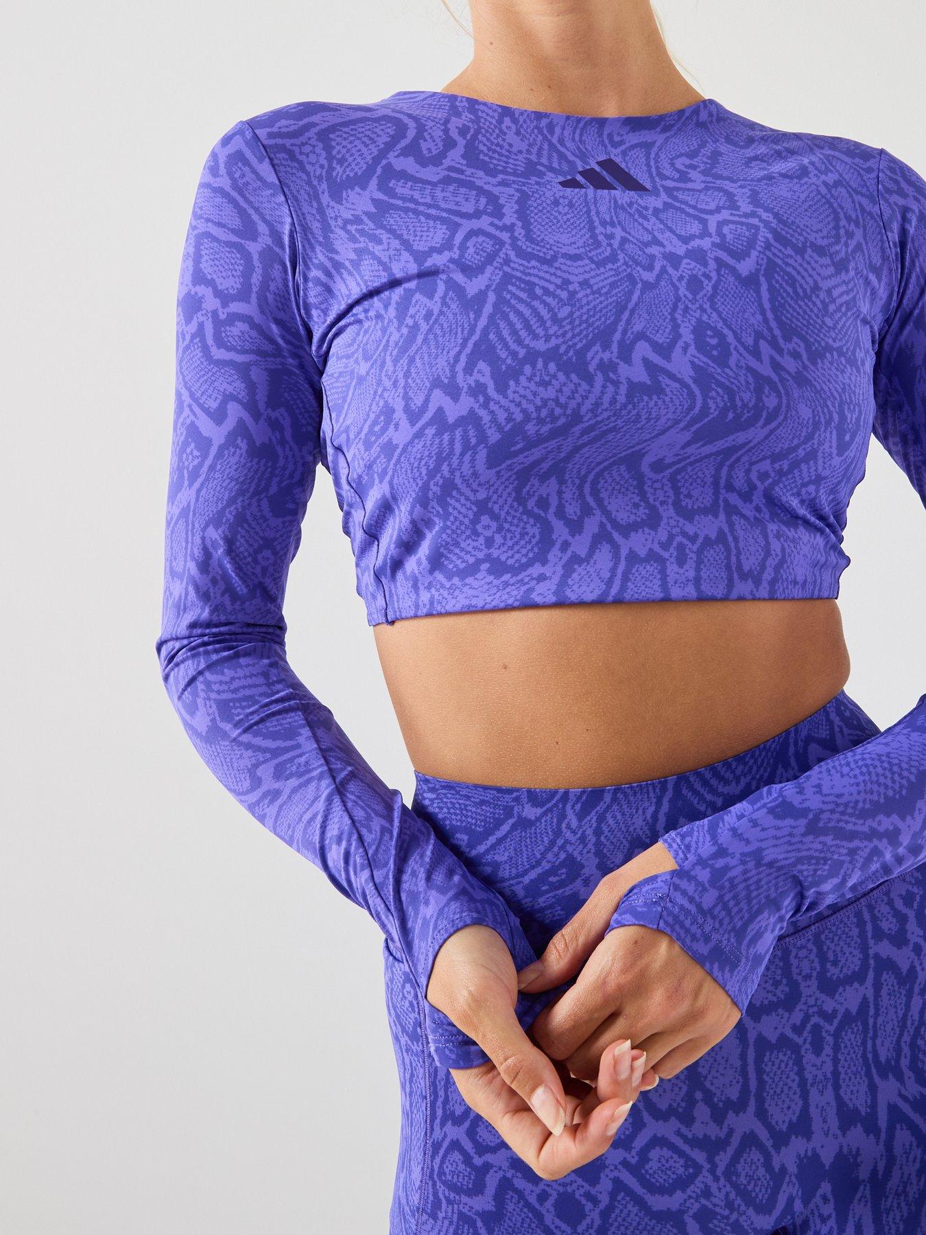 Image 4 of 6 of adidas Women's PrimeLift Workout Snake Twist Reversible Long Sleeve Top - Purple