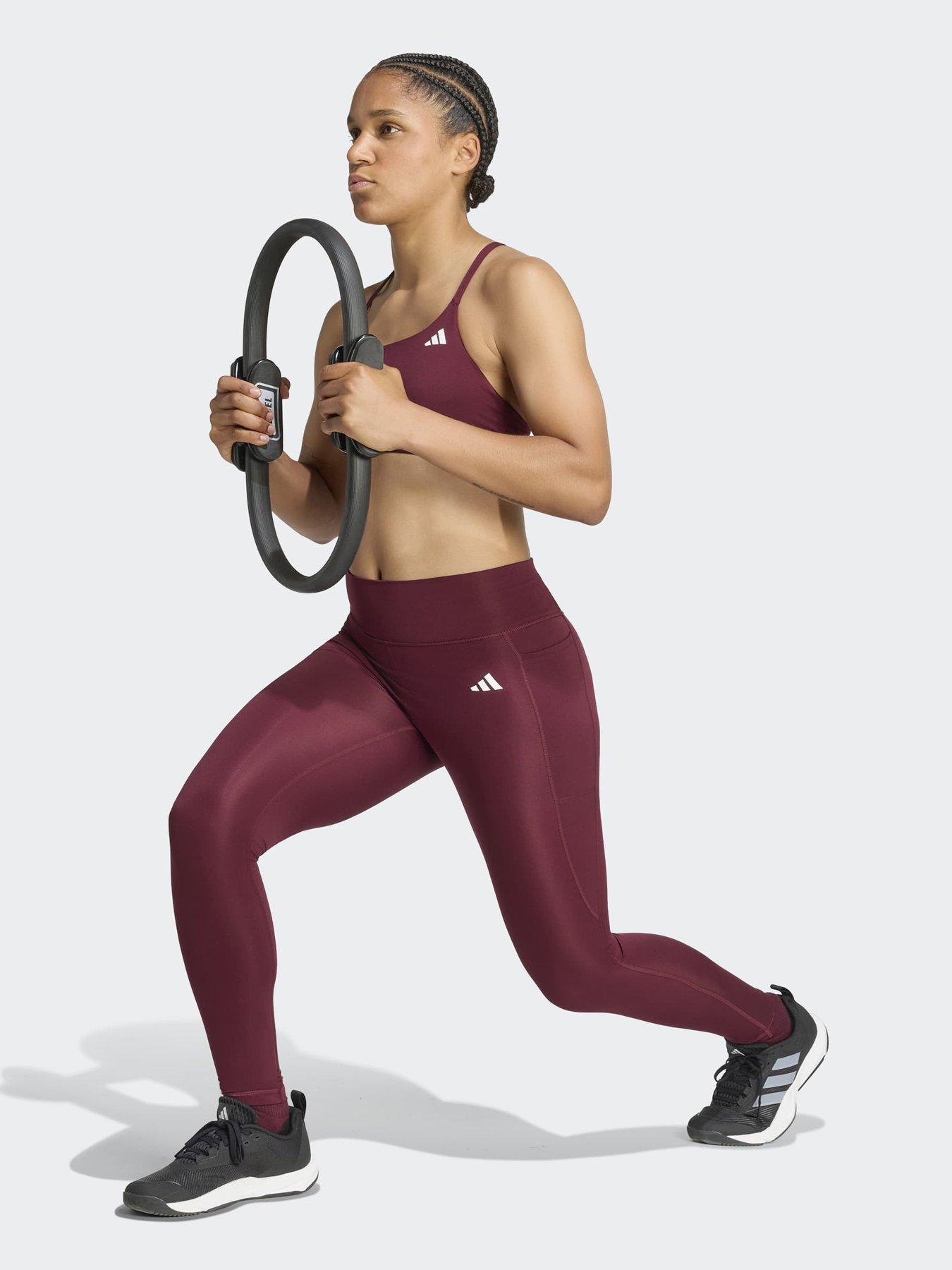 Image 3 of 6 of adidas Womens Training Workout Essentials Tights - Red