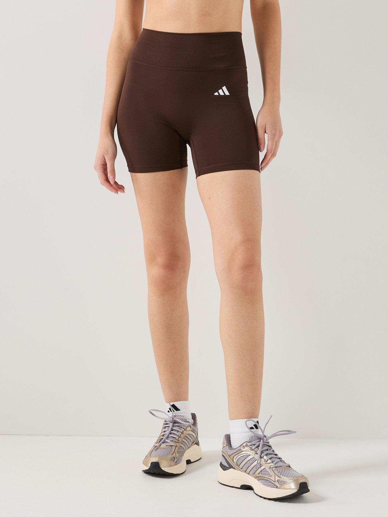 adidas Womens Training Optime Workout Essentials Shorts - Brown