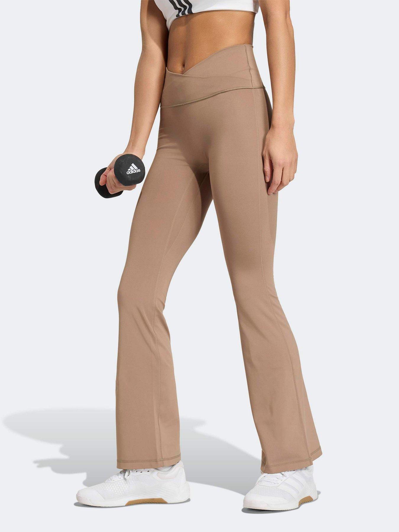adidas Womens Training 3 Stripe Motion Tights - Beige