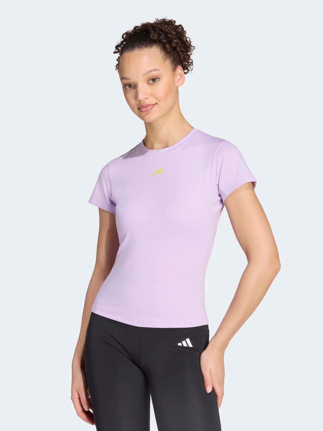 adidas Womens Training 3 Stripe Motion T-Shirt - Purple