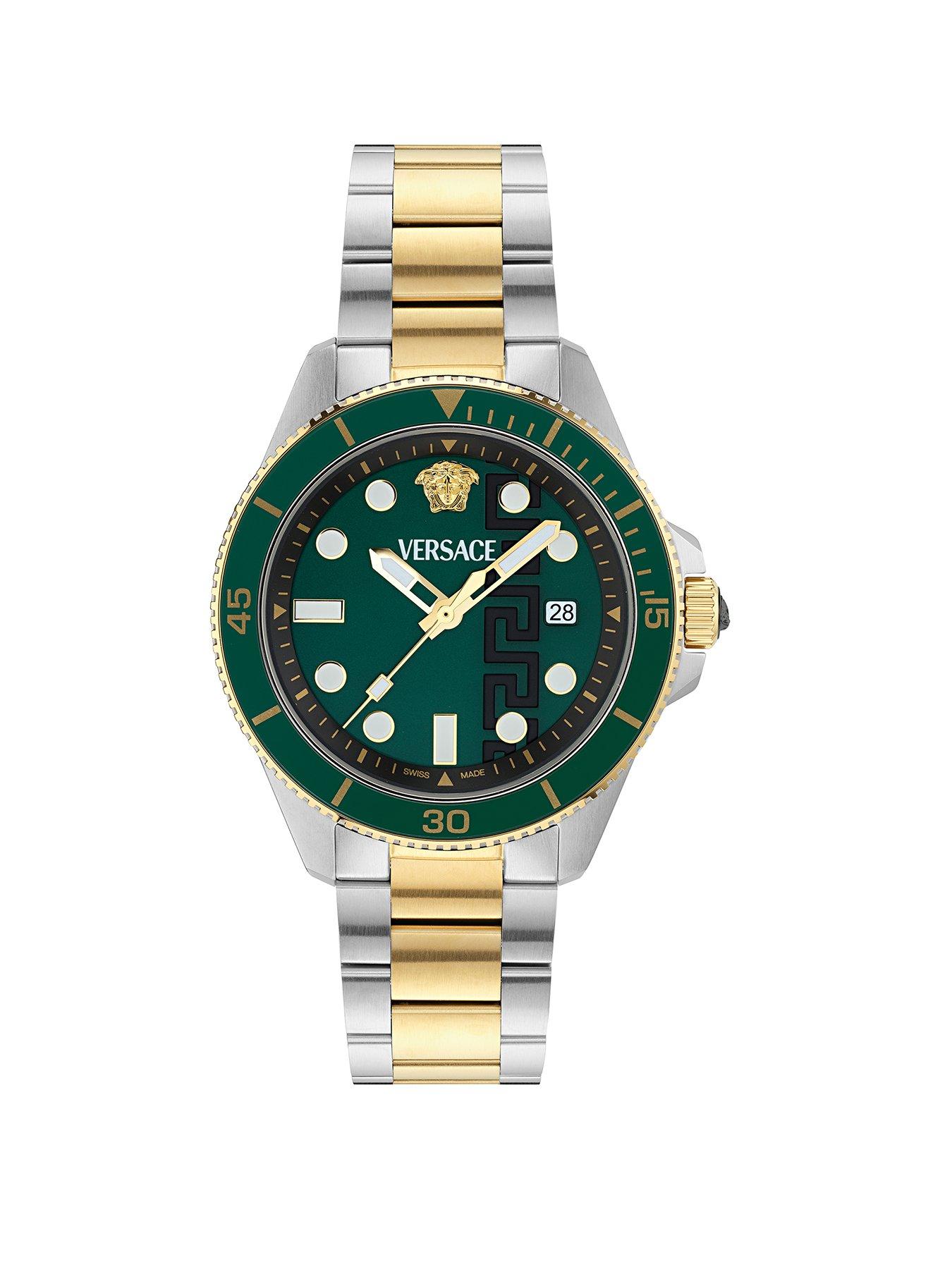 Image 1 of 3 of VERSACE VERSASE  GRECA FORCE  42 MM WATCH WITH  TWO TONE CASE AND GREEN DIAL