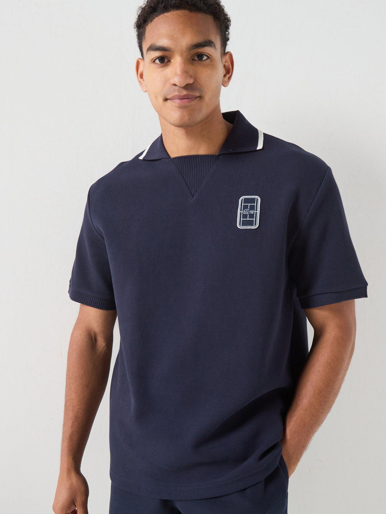 Lacoste Premium Embroidered Sweat Polo Shirt - Navy