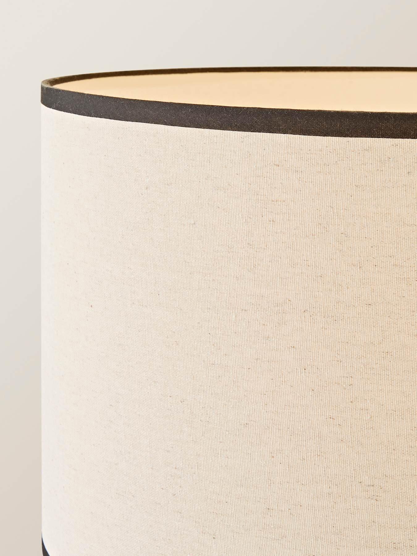 Image 3 of 6 of ValueLights Maeve Natural Linen Black Trim Shade Matte Black Bobbin Bobble Floor Lamp