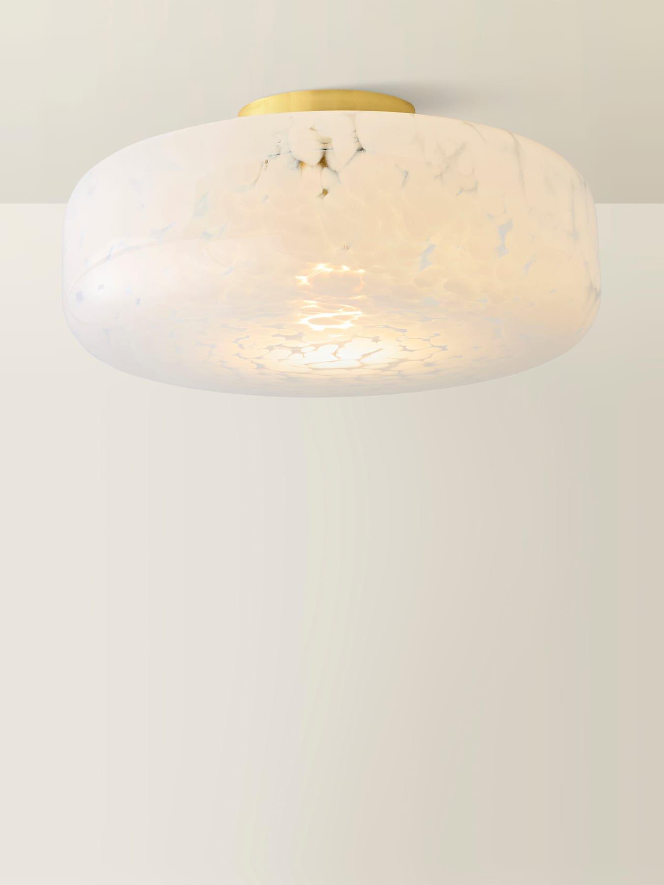 Image 6 of 6 of ValueLights India Large Gold Flush Ceiling Light With Confetti Glass Shade
