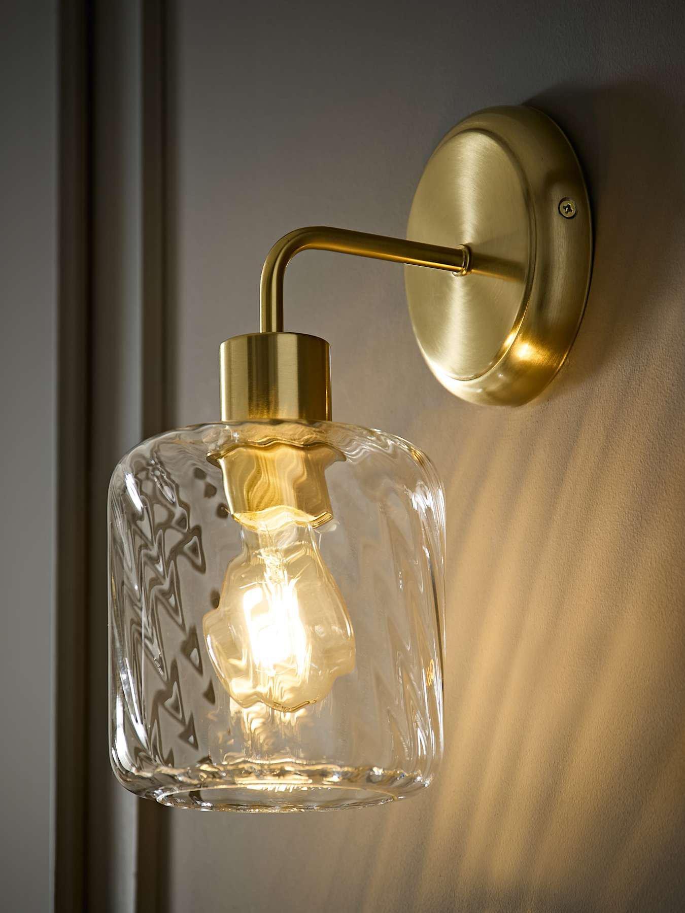 ValueLights Emery Clear Swirl Glass Shade Brushed Gold Wall Light