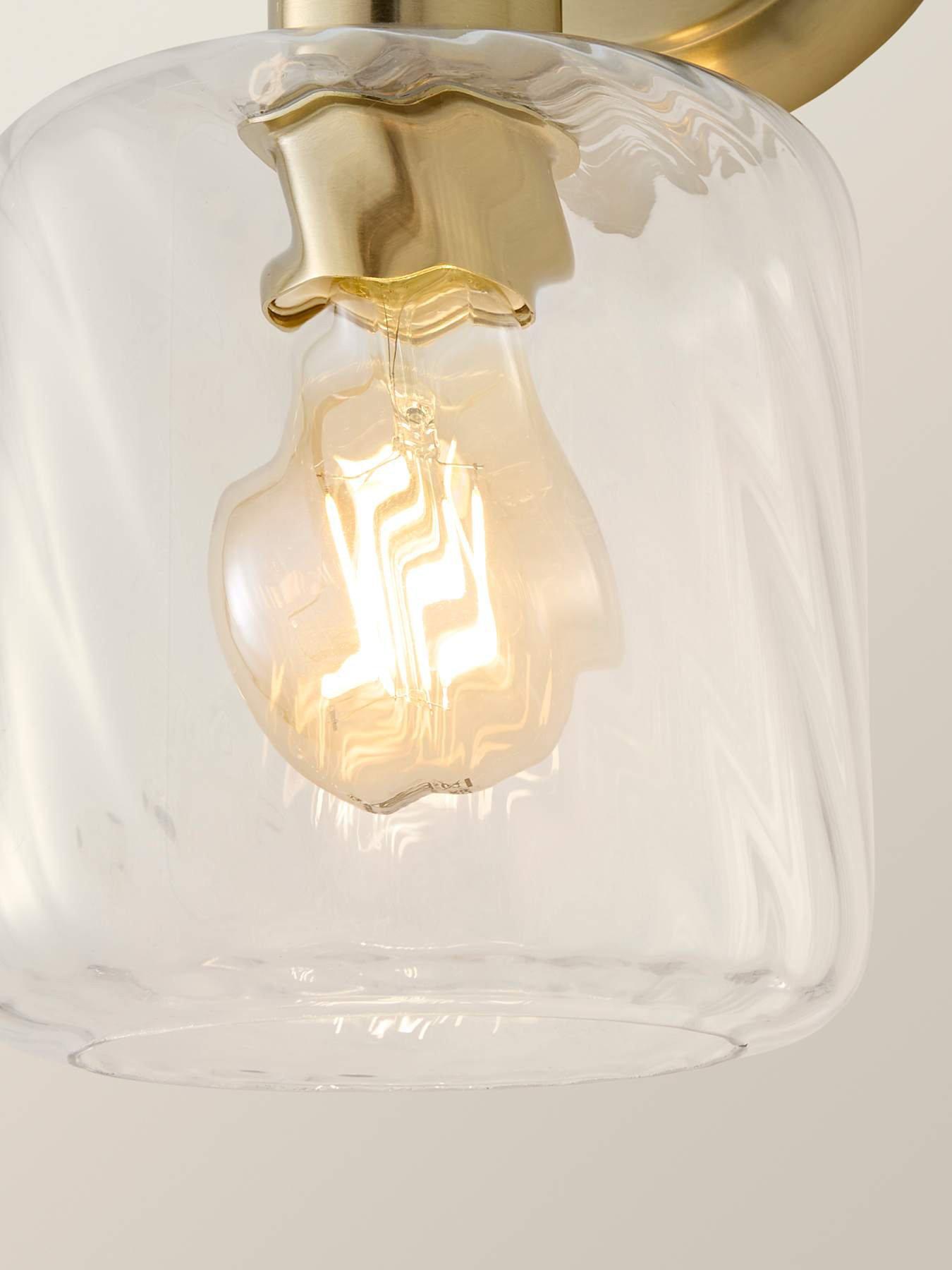 Image 3 of 6 of ValueLights Emery Clear Swirl Glass Shade Brushed Gold Wall Light