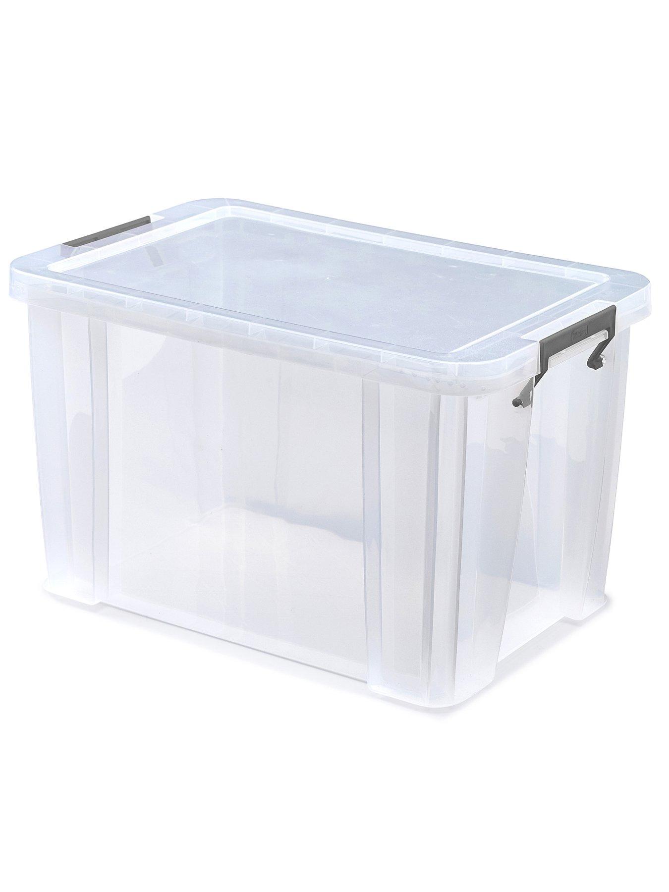 Whitefurze Allstore Stackable Storage Box 26l With Lid - Clear