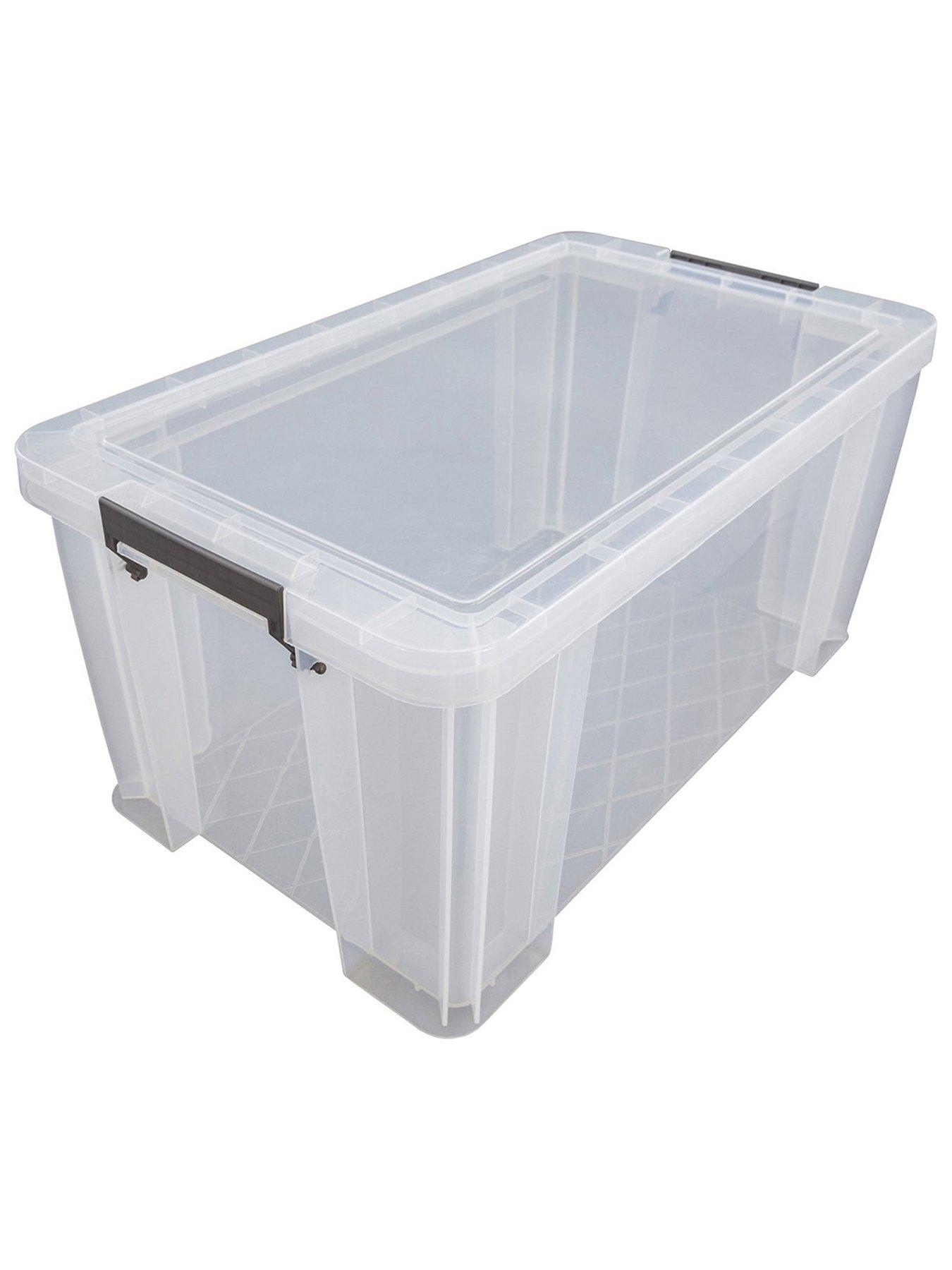 Whitefurze Allstore 54l Plastic Storage Box With Lid & Clamps