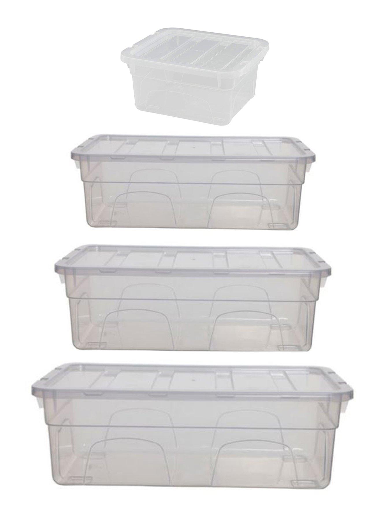 Whitefurze Spacemaster Clear Storage Boxes With Lids Set Of 4 (18cm-38cm)