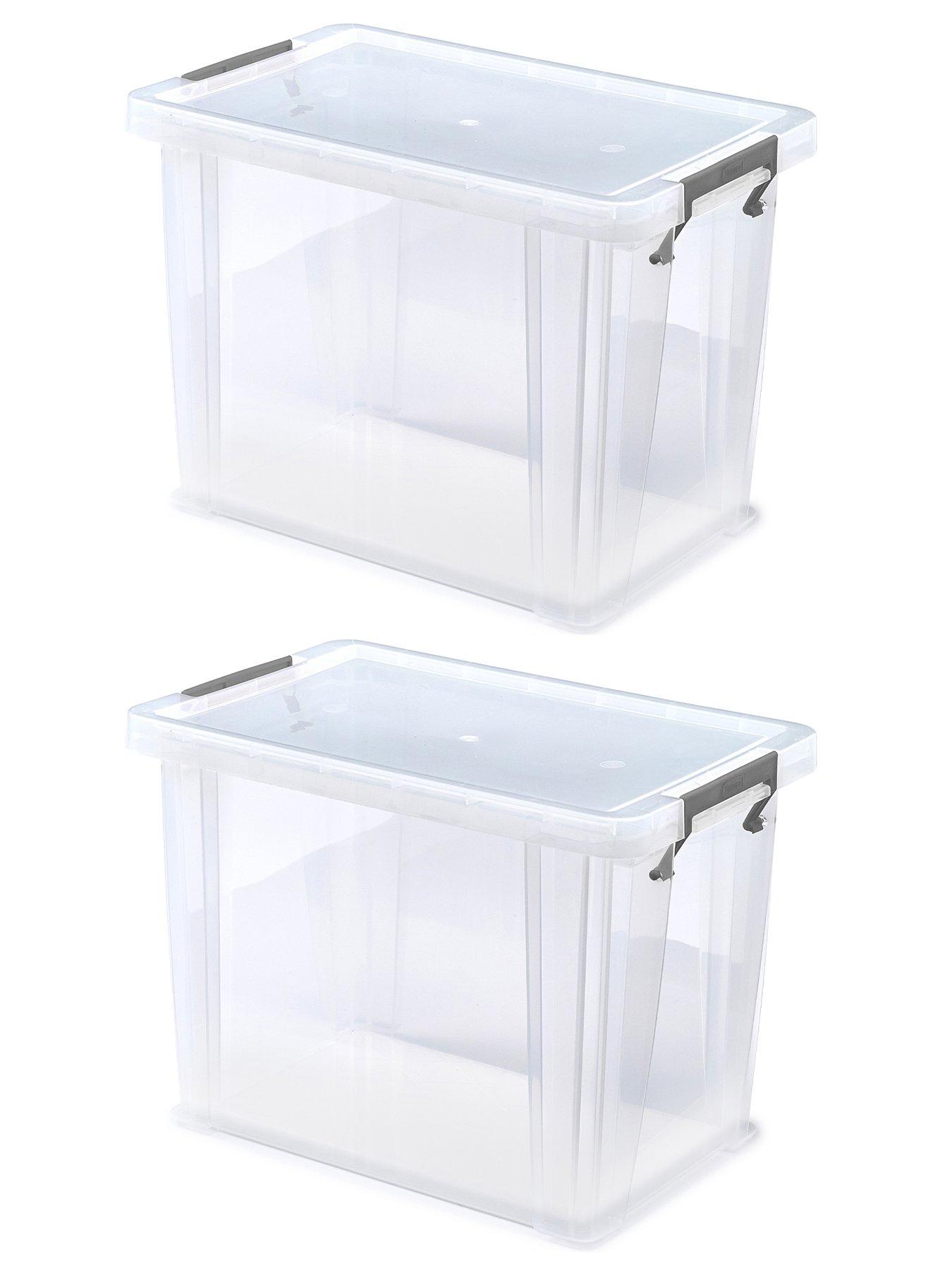 Whitefurze Allstore Set Of 2 Storage Boxes With Lids 18.5l