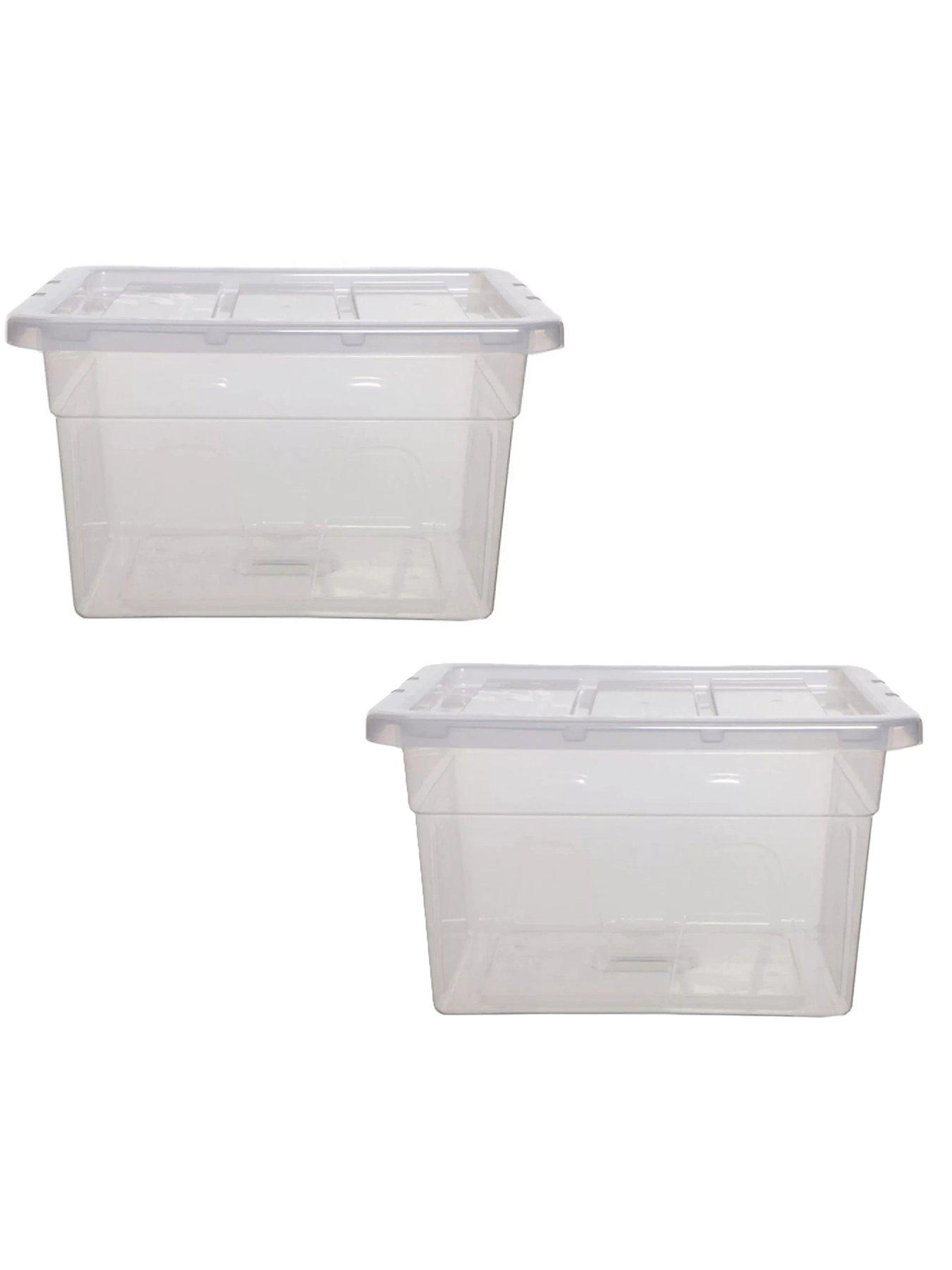 Image 1 of 3 of Whitefurze Spacemaster Maxi Set Of 2 Rectangular Clear Storage Boxes 22l