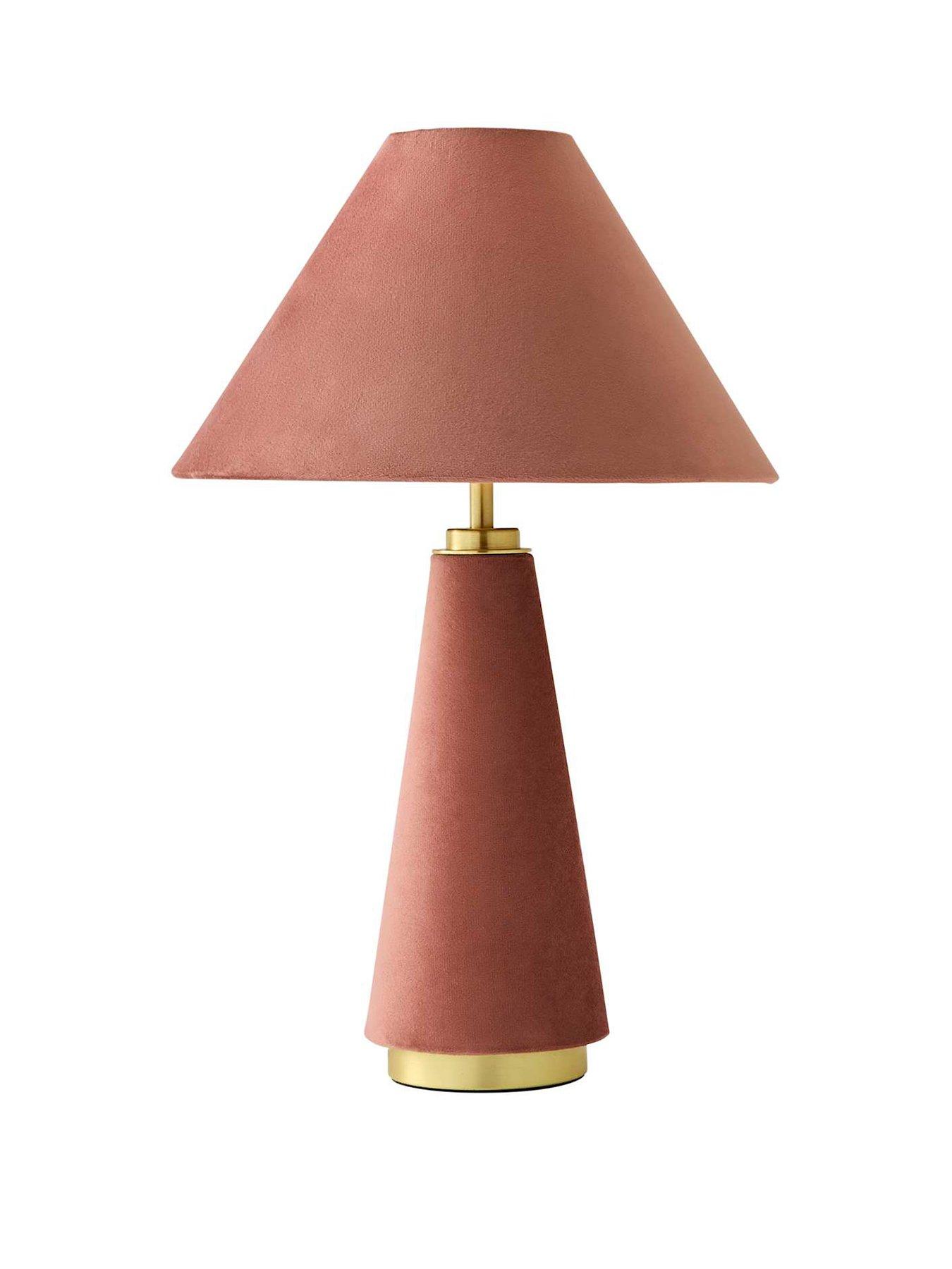 Image 2 of 7 of ValueLights Martha Conical Pink Velvet Table Lamp
