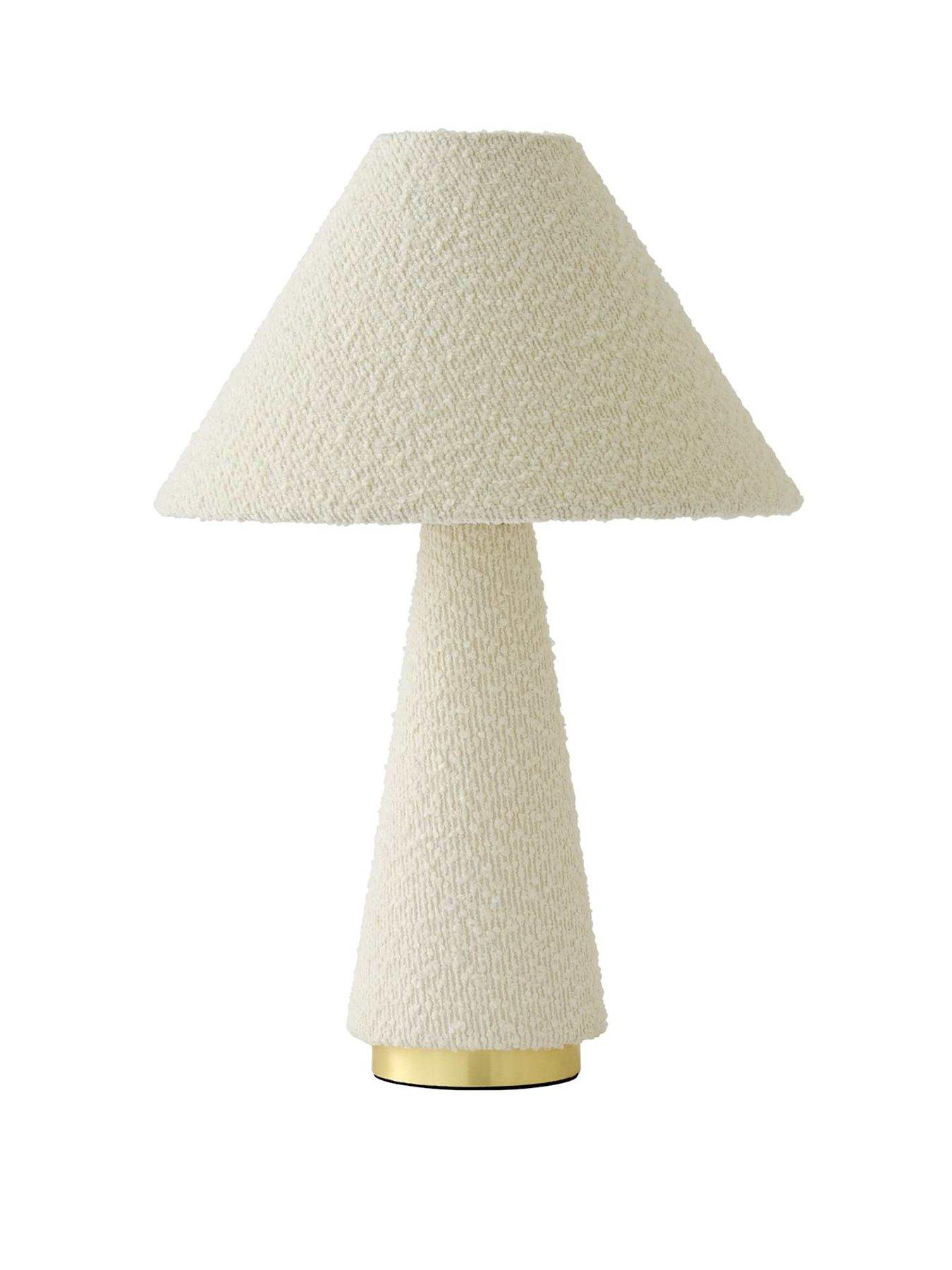 Image 2 of 6 of ValueLights Martha Conical Cream Boucle Table Lamp