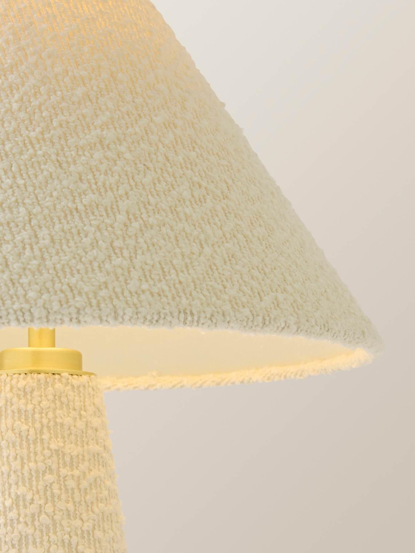 Image 3 of 6 of ValueLights Martha Conical Cream Boucle Table Lamp