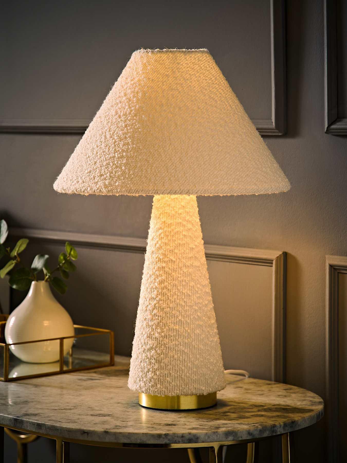 Image 5 of 6 of ValueLights Martha Conical Cream Boucle Table Lamp