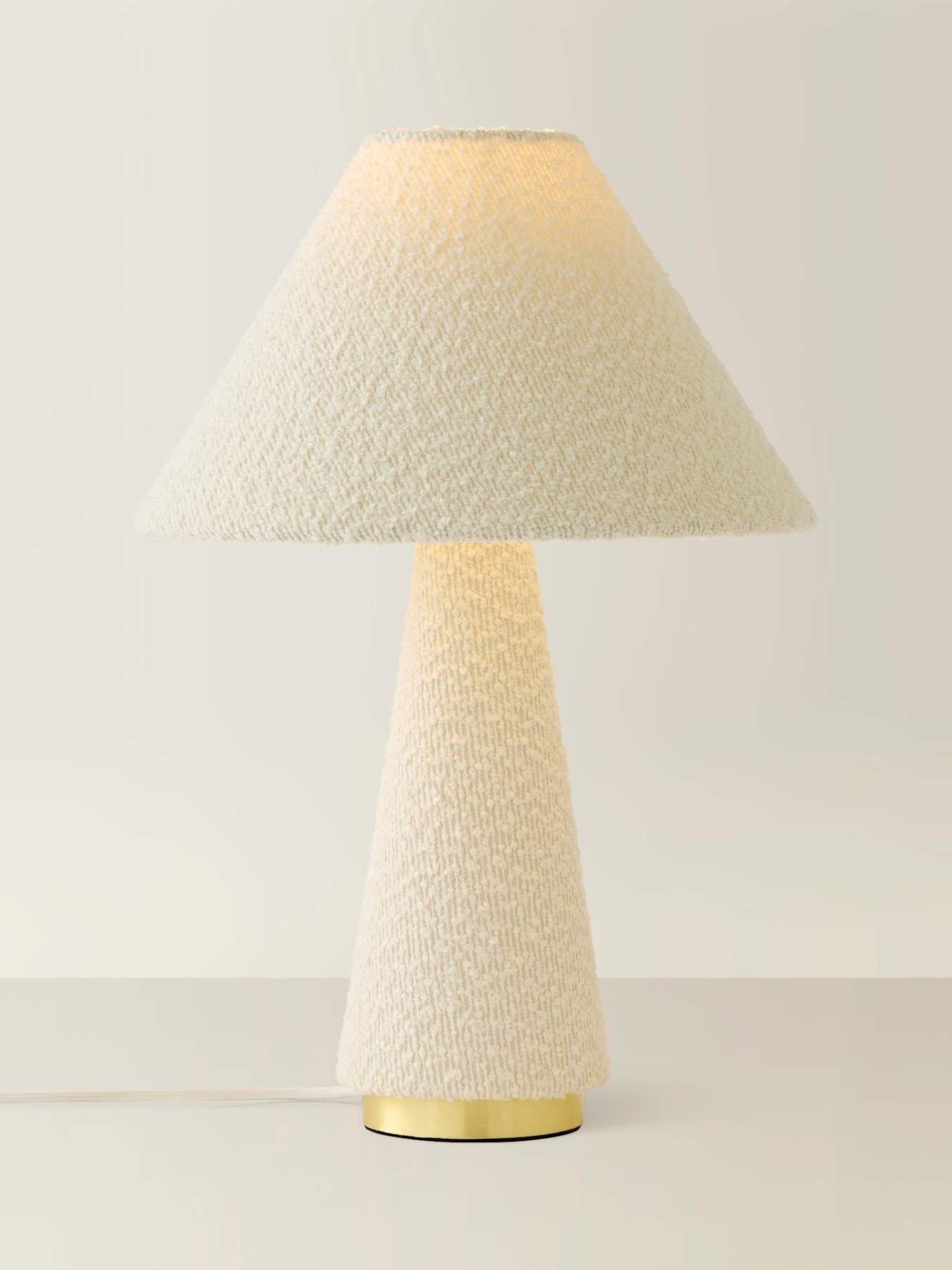Image 6 of 6 of ValueLights Martha Conical Cream Boucle Table Lamp