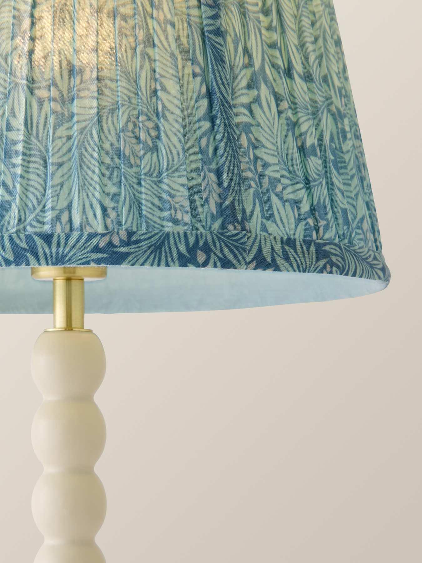 Image 3 of 6 of ValueLights Bobbin Leaf Printed Pleated Shade Cream Bobble Table Lamp