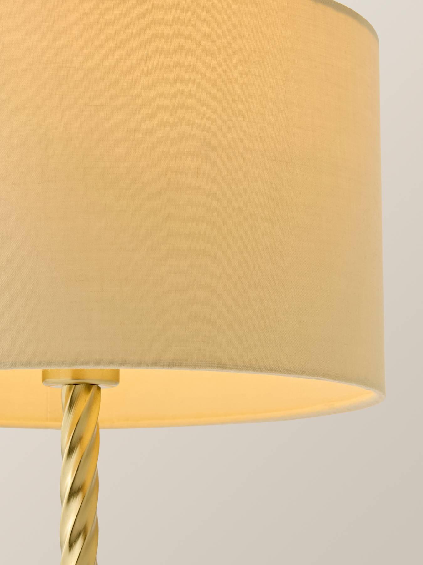 Image 3 of 6 of ValueLights Maura Cream Drum Lamp Shade Brushed Gold Twist Table Lamp