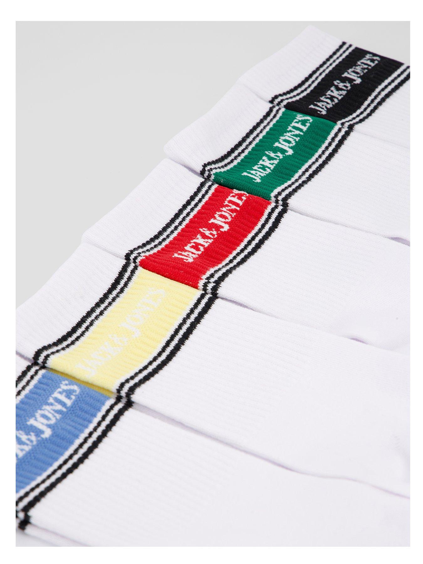 Image 3 of 4 of Jack & Jones Vik Crew Socks 5 Pack - White