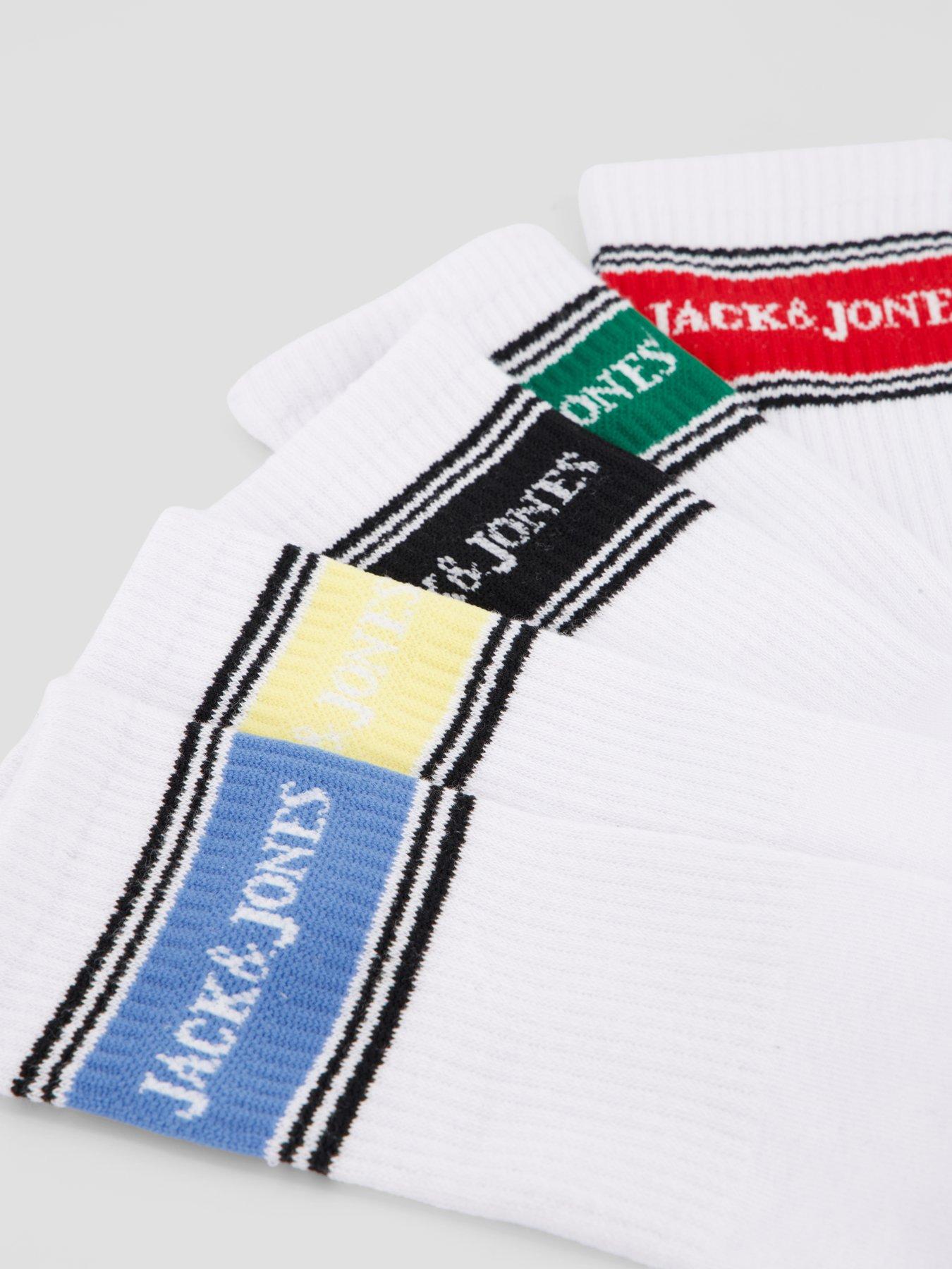 Image 4 of 4 of Jack & Jones Vik Crew Socks 5 Pack - White
