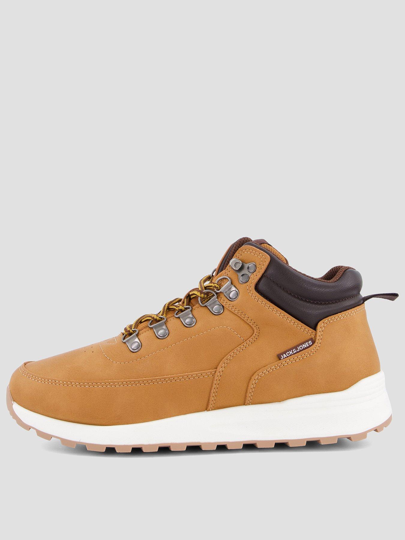 Image 1 of 7 of Jack & Jones Mens Eaton Faux Leather Lace-Up Tread Sole Boots - Honey