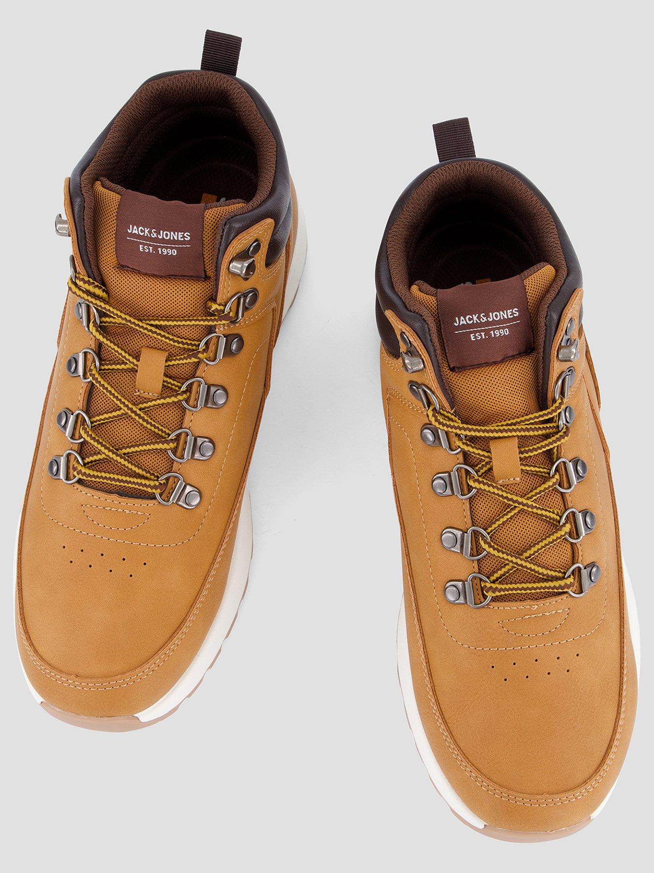 Image 3 of 7 of Jack & Jones Mens Eaton Faux Leather Lace-Up Tread Sole Boots - Honey
