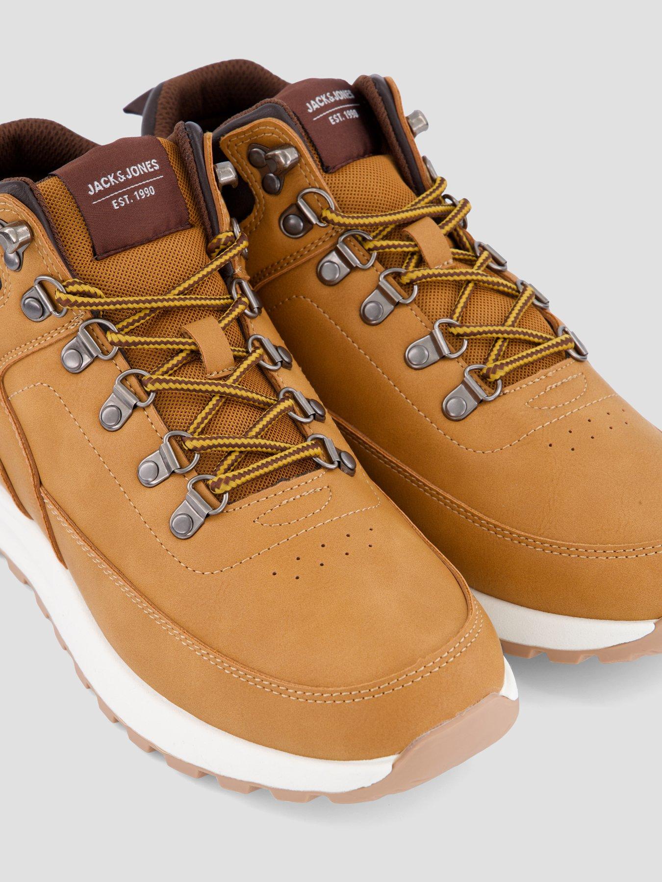 Image 5 of 7 of Jack & Jones Mens Eaton Faux Leather Lace-Up Tread Sole Boots - Honey